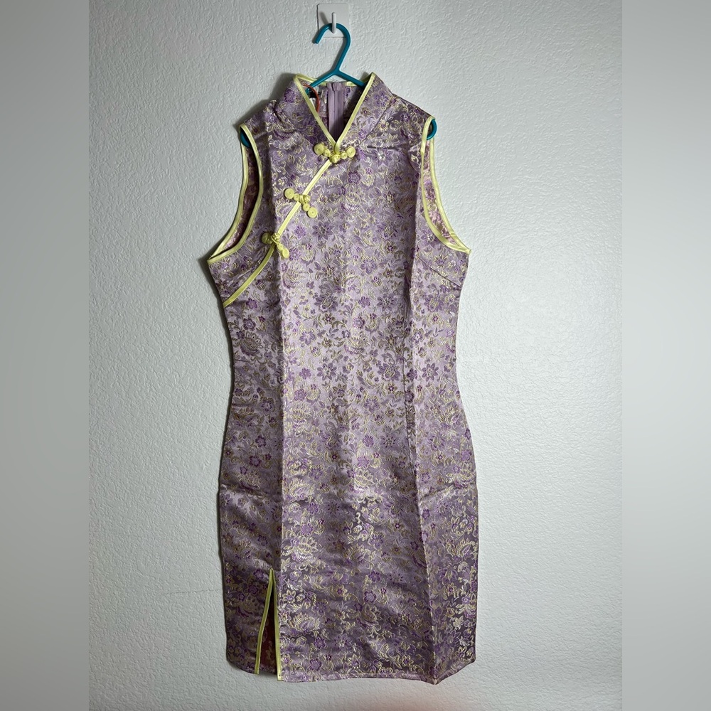 NWT Chinese‎ new year dress cheongsam qipao dress S/M purple floral